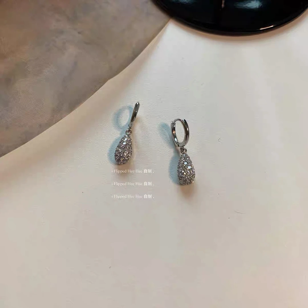 铜合金亚克力耳饰 耳饰小椭圆水滴镂空设计感温柔气质精致韩代款