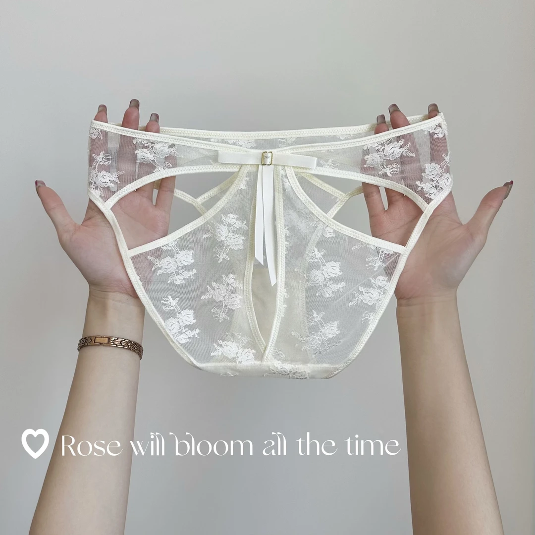 与你相遇~ 性感诱惑蕾丝内裤女镂空透明新款纯欲蝴蝶结低腰三角裤
