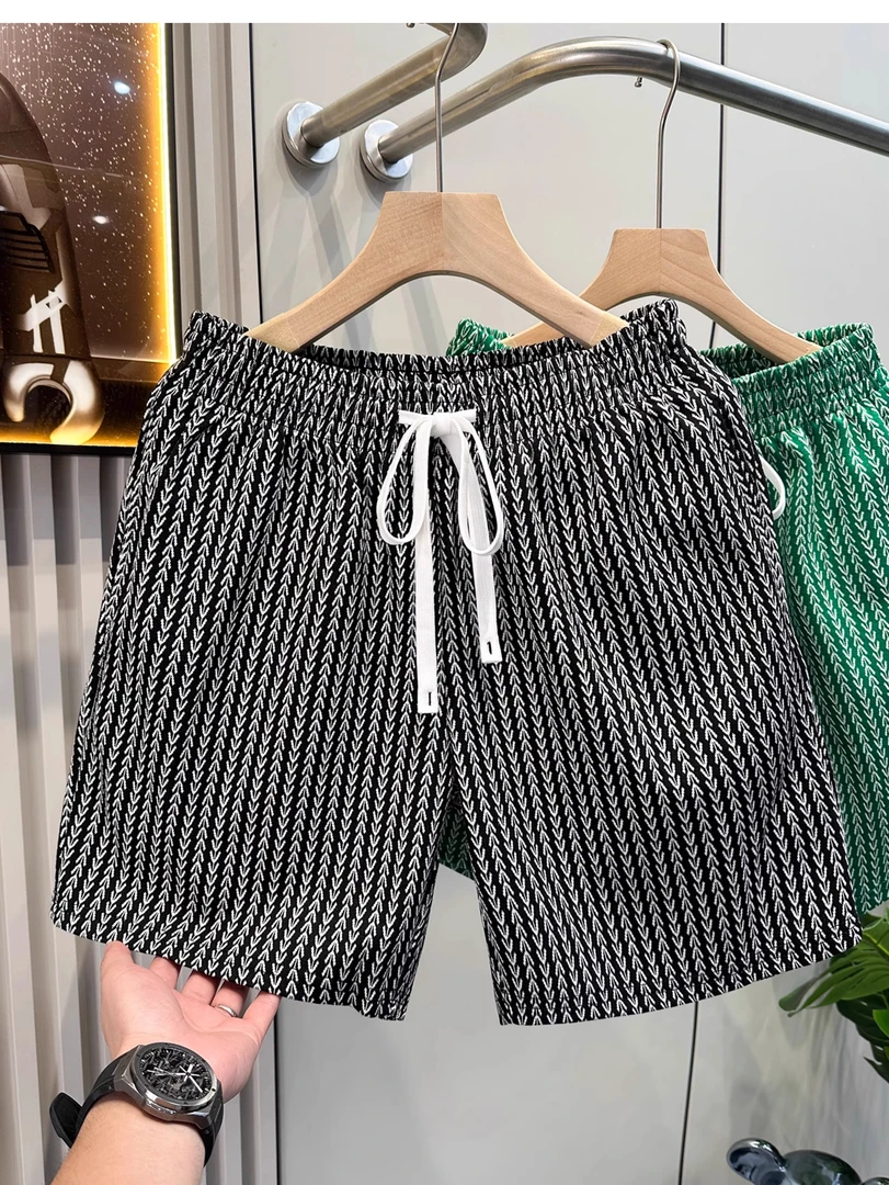 麦穗黑色速干四分短裤男夏2025新款夏季薄款外穿男士休闲宽松裤子