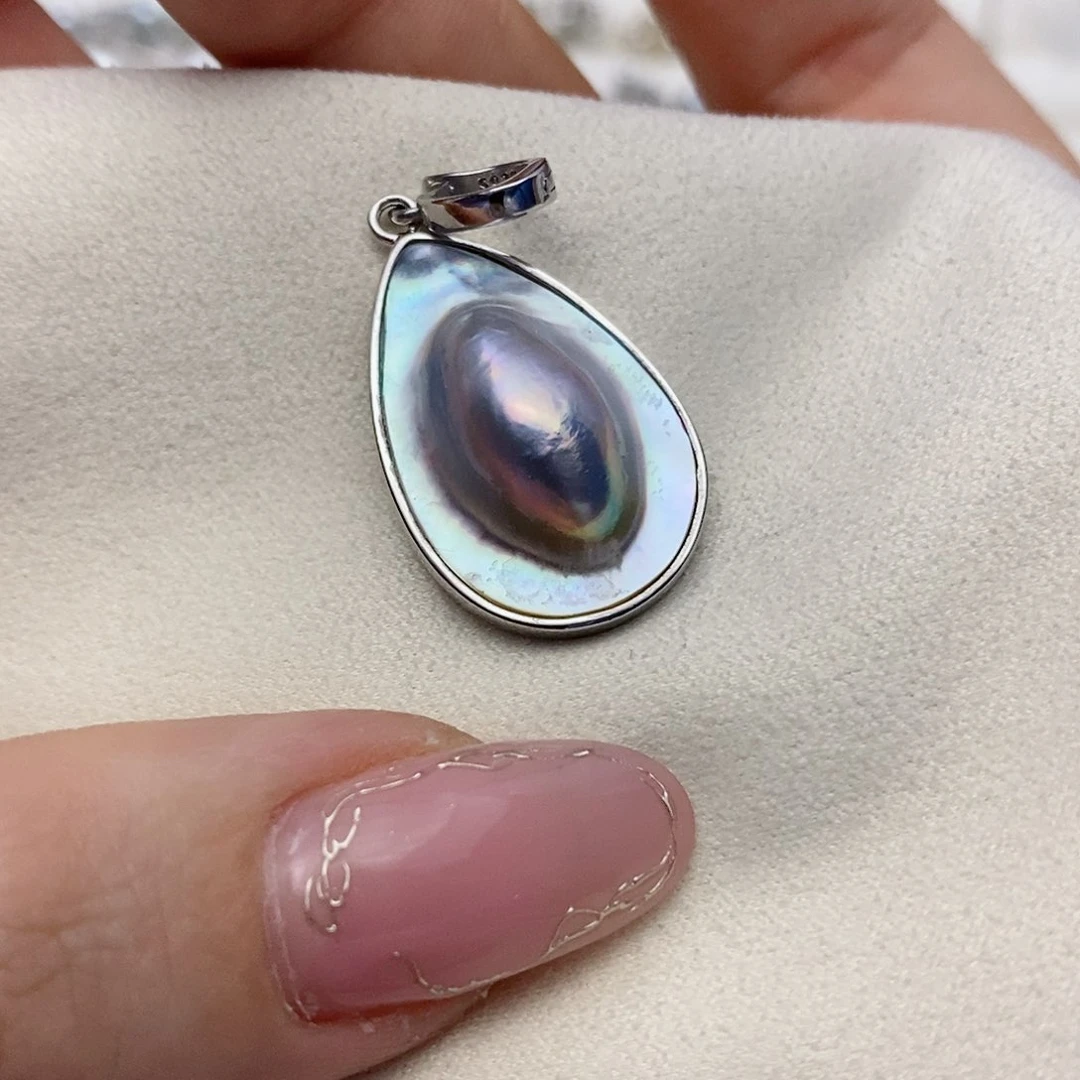 【闪购商品】拼合珍珠（马贝珠）颈饰银S925镶嵌43