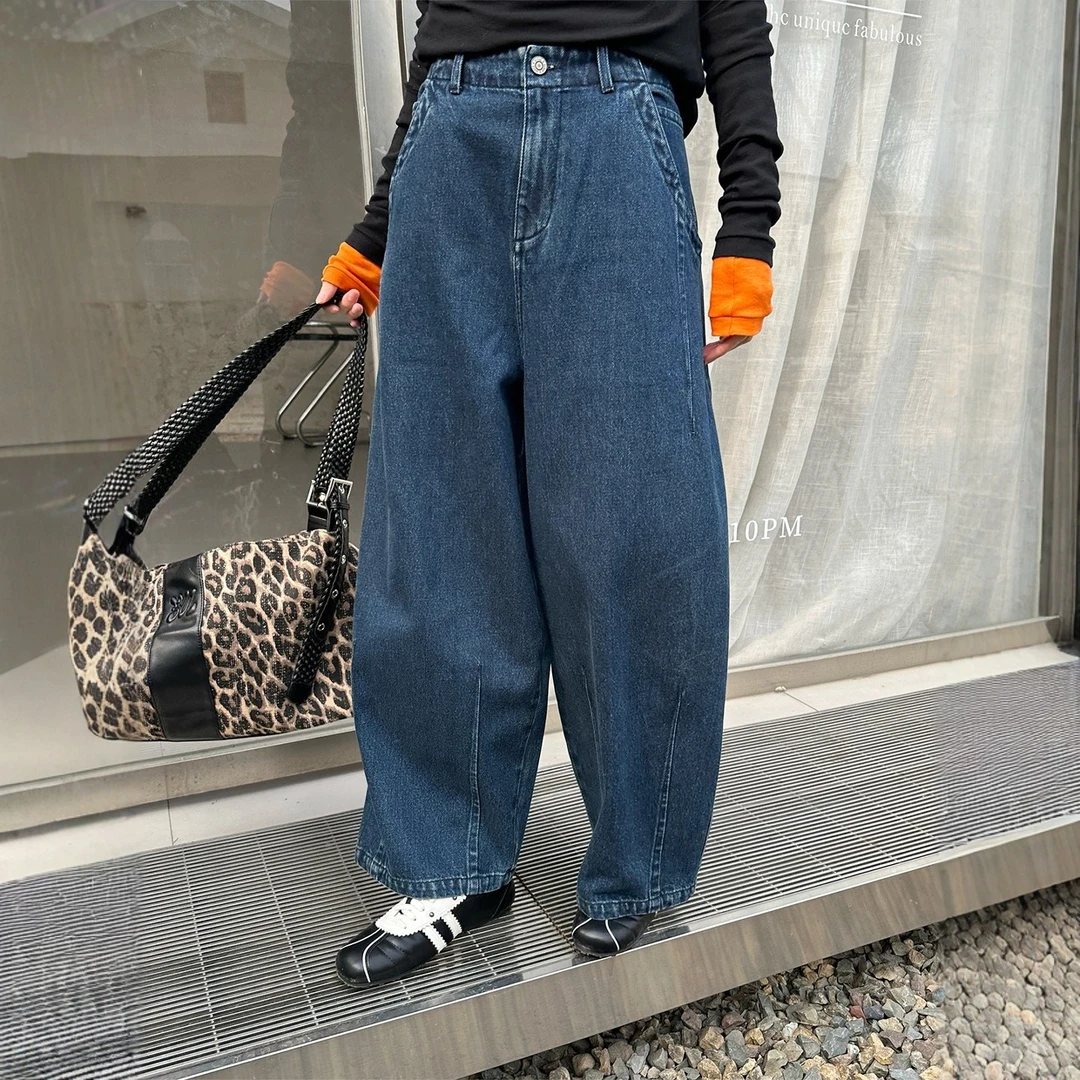 REREK宽松休闲刺绣茧型九分牛仔裤百搭女 DSC买手店 R25D11228296