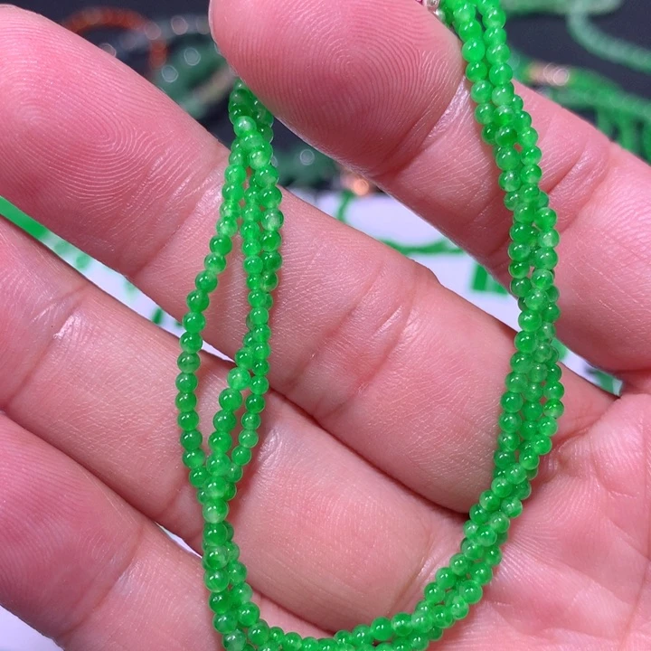翡翠裸石冰阳小米珠手串