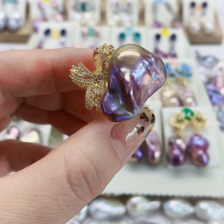 银S925镶嵌耳饰淡水珍珠