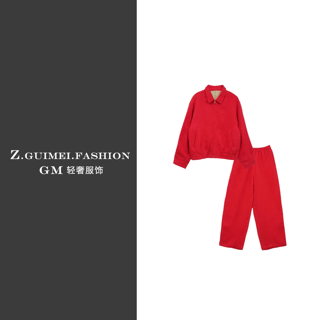 【肆姐高定】复古美式哈林顿POLO领夹克香蕉裤套装XY3130