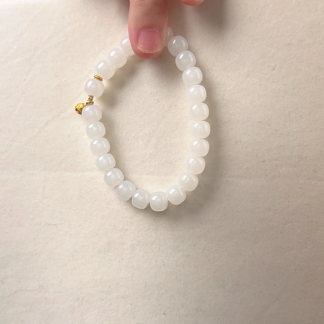 和田玉（糖玉）18K金镶嵌手链