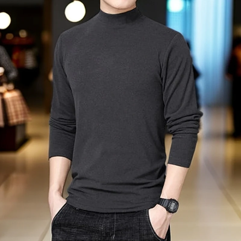 秋冬男士半高领轻肤打底衫T恤8720