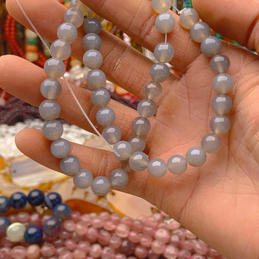 玛瑙/玉髓珠宝半成品未镶嵌烟灰玛瑙1条卡8