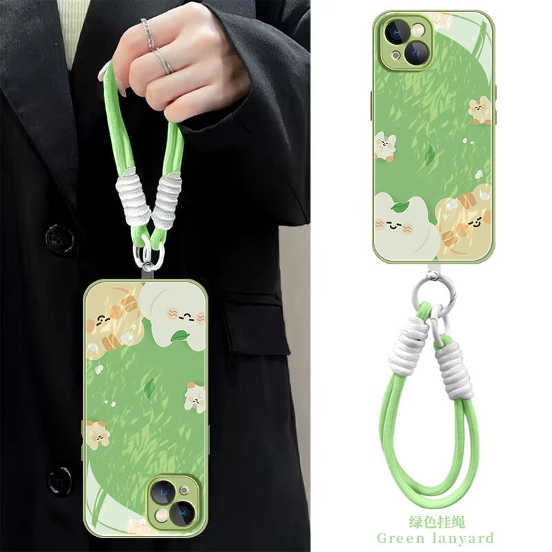 适用【苹果/华为/荣耀/OPPO/vivo】快乐小猫液态玻璃防摔手机壳