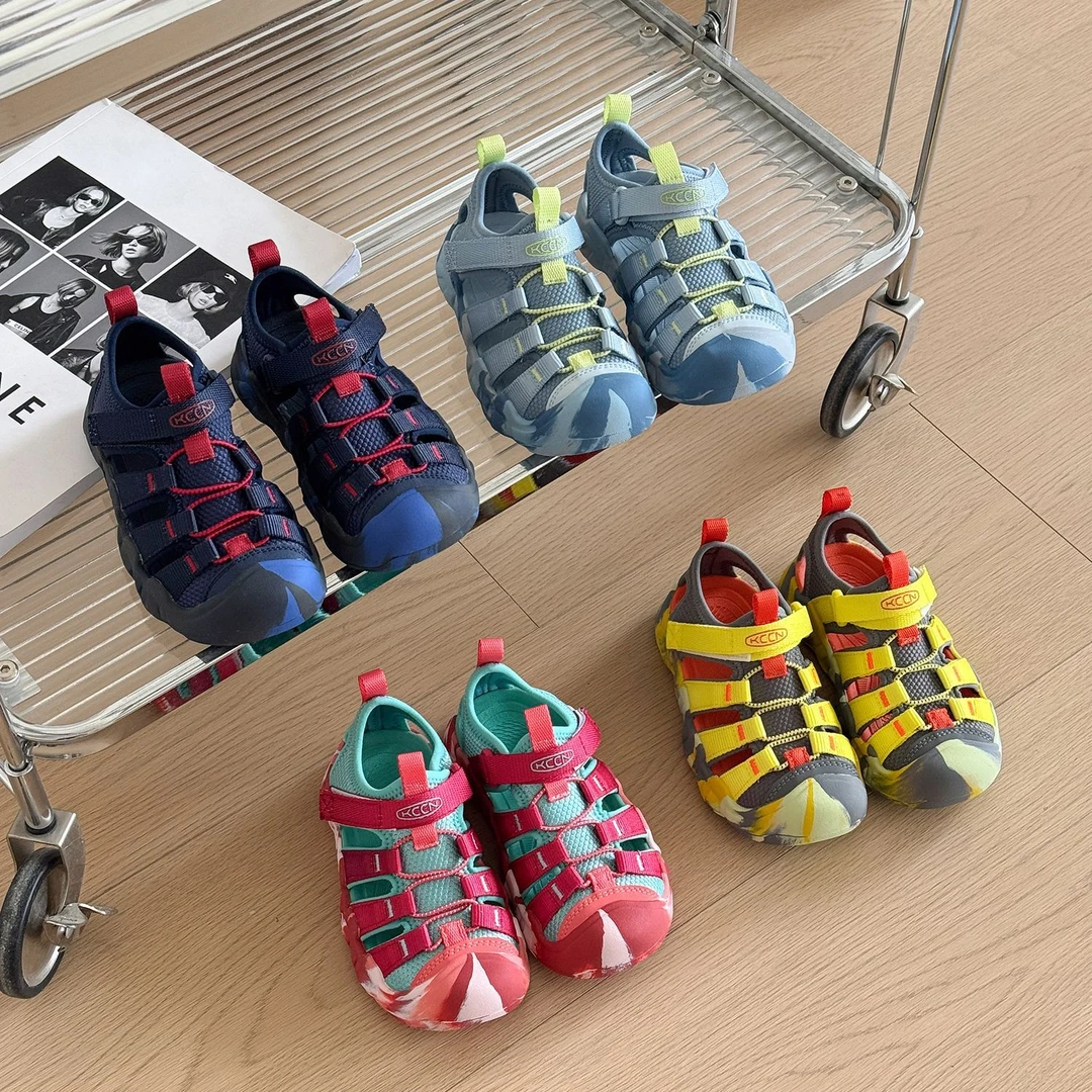 儿童彩色户外沙滩鞋2025夏季新款男女童包头凉鞋防滑登山鞋涉水鞋