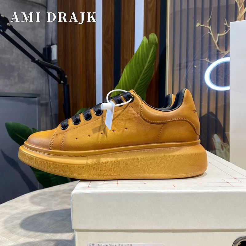 AMI DRAJK2025春夏新款麦昆刺男鞋擦色牛皮复古情侣潮鞋厚底运动