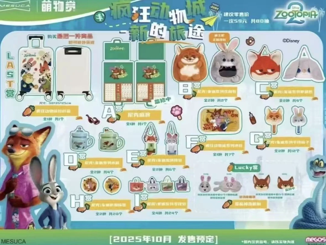 萌物赏|《疯狂动物城》2 迪士尼正版授权(默认代拆)