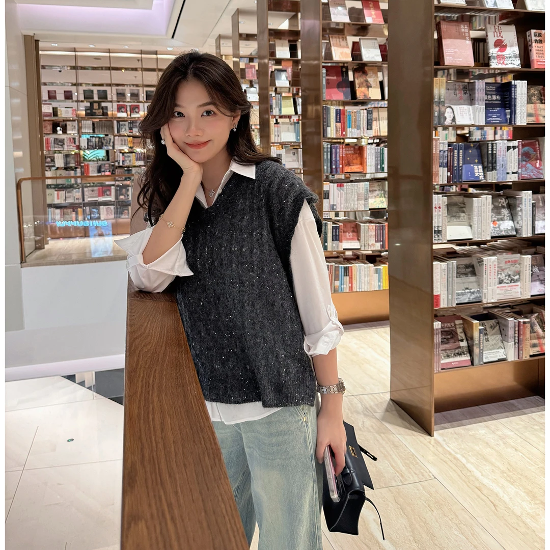 【琳媚】"衬衫"秋冬新品珠链白衬衫