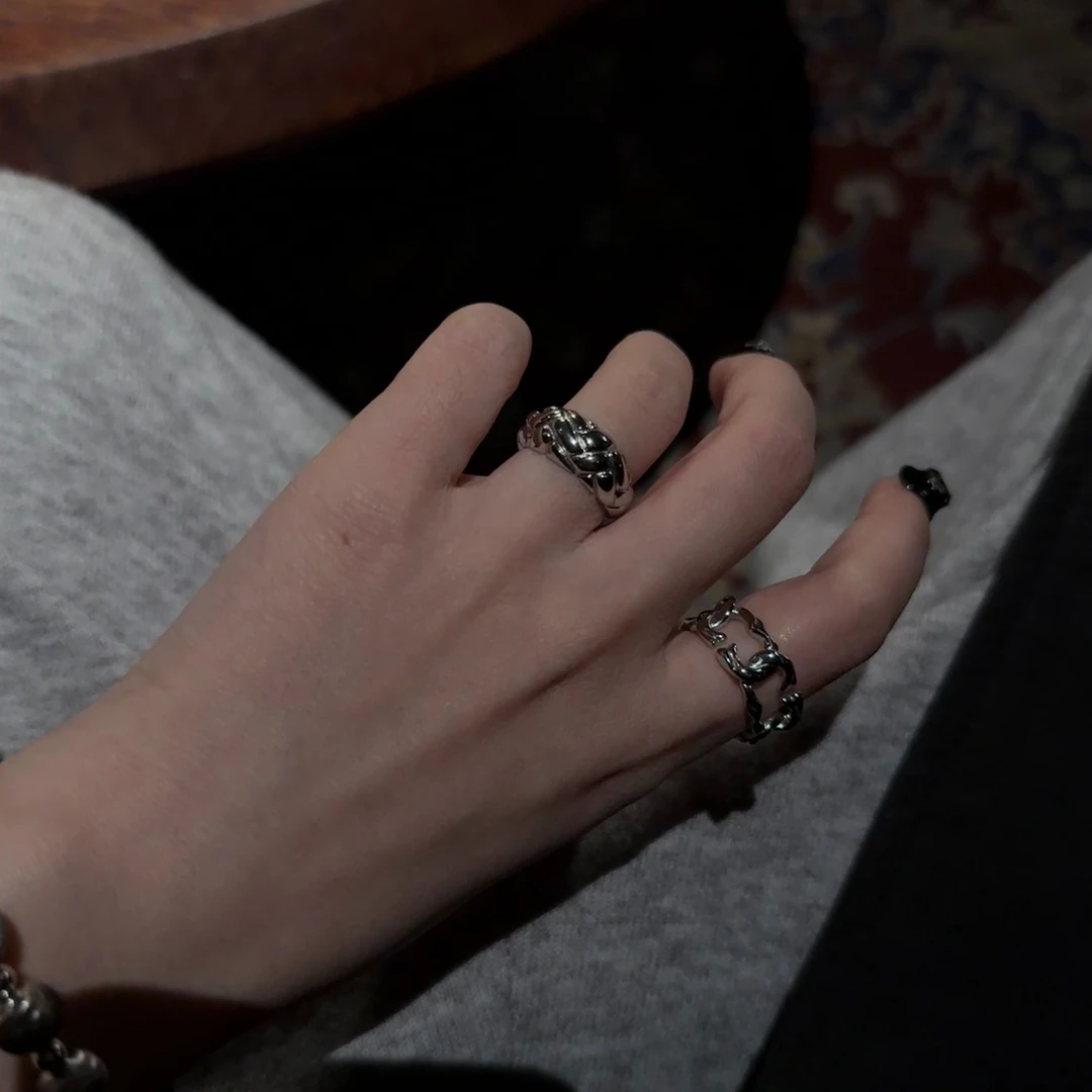 925银戒指 R&Y 通体银 | 小众设计款 |broken链条戒指