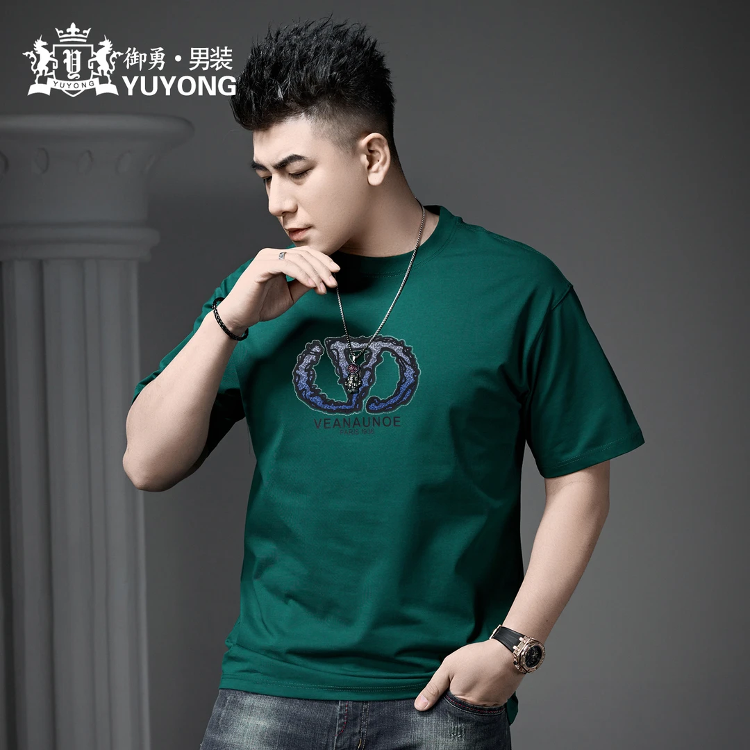 欧货潮牌男装2025夏季新款半袖体恤字母印花烫钻上衣男士短袖T恤