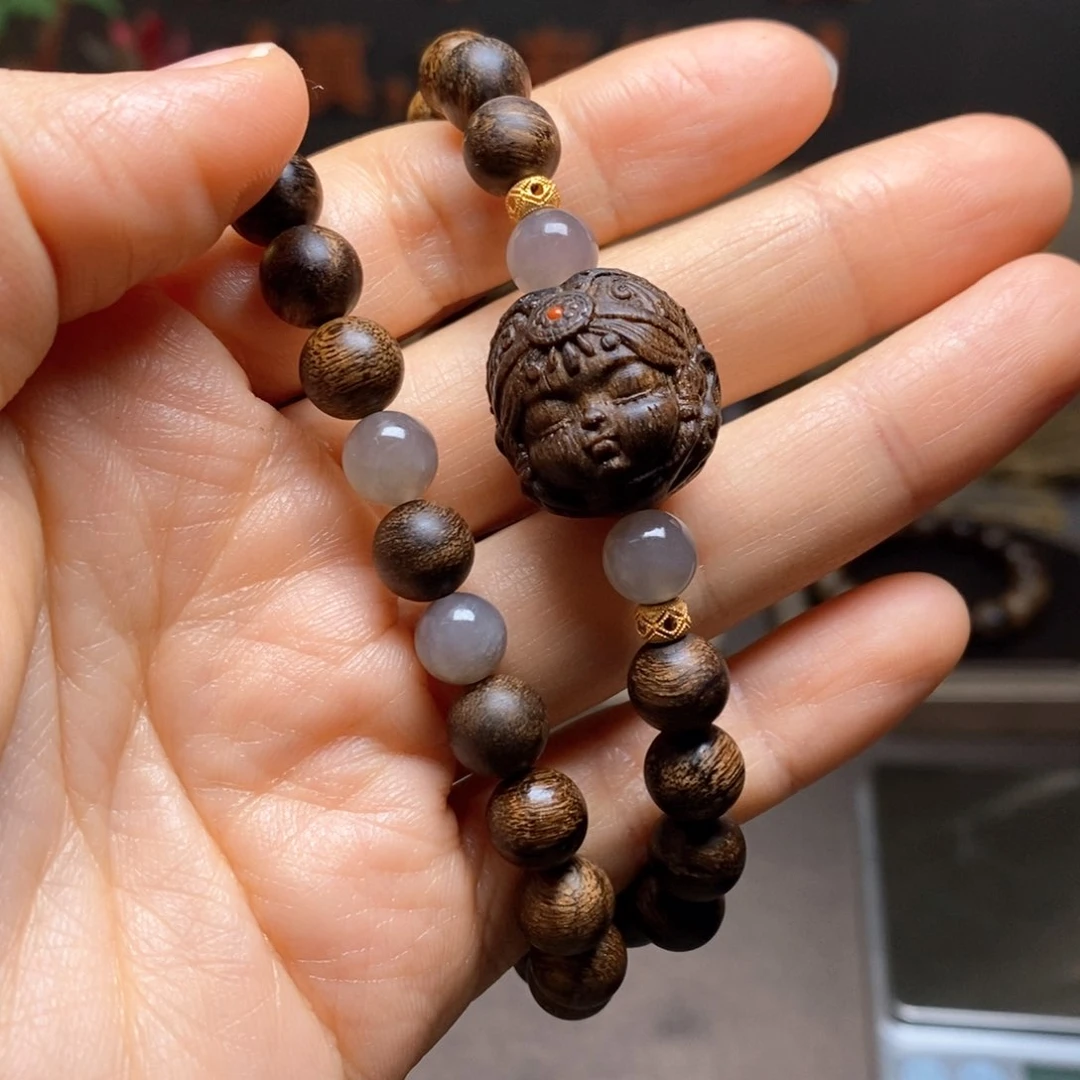 沉香手串越南芽庄黄棋楠瘤疤0.8设计➕扎基沉香木雕设计