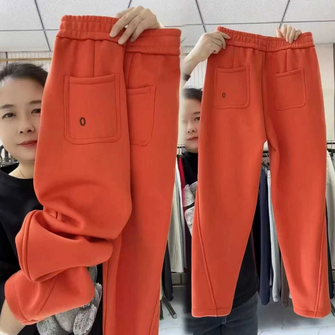 加绒加厚小个子休闲裤子女高腰宽松哈伦裤洋气百搭小脚运动萝卜裤