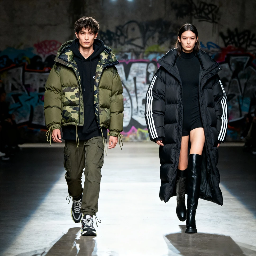 美版本刺绣羽绒服新款时尚运动户外男女同款外套WHH