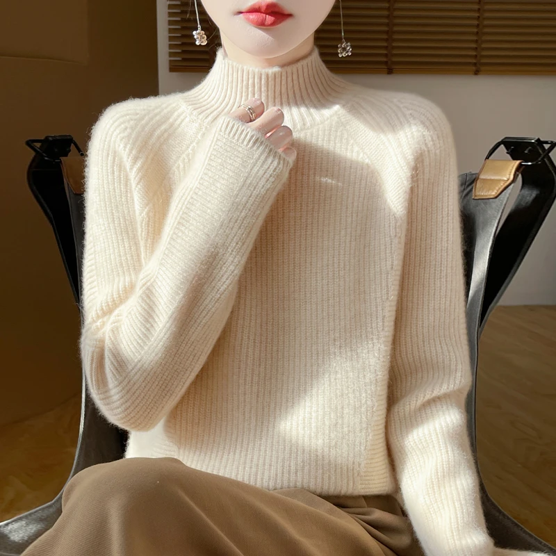 重磅加厚 半高领新款羊毛衫100%纯羊毛冬季打底毛衣针织