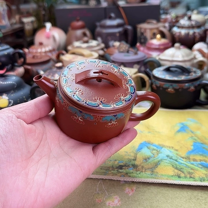 茶壶紫砂汉瓦珐琅彩