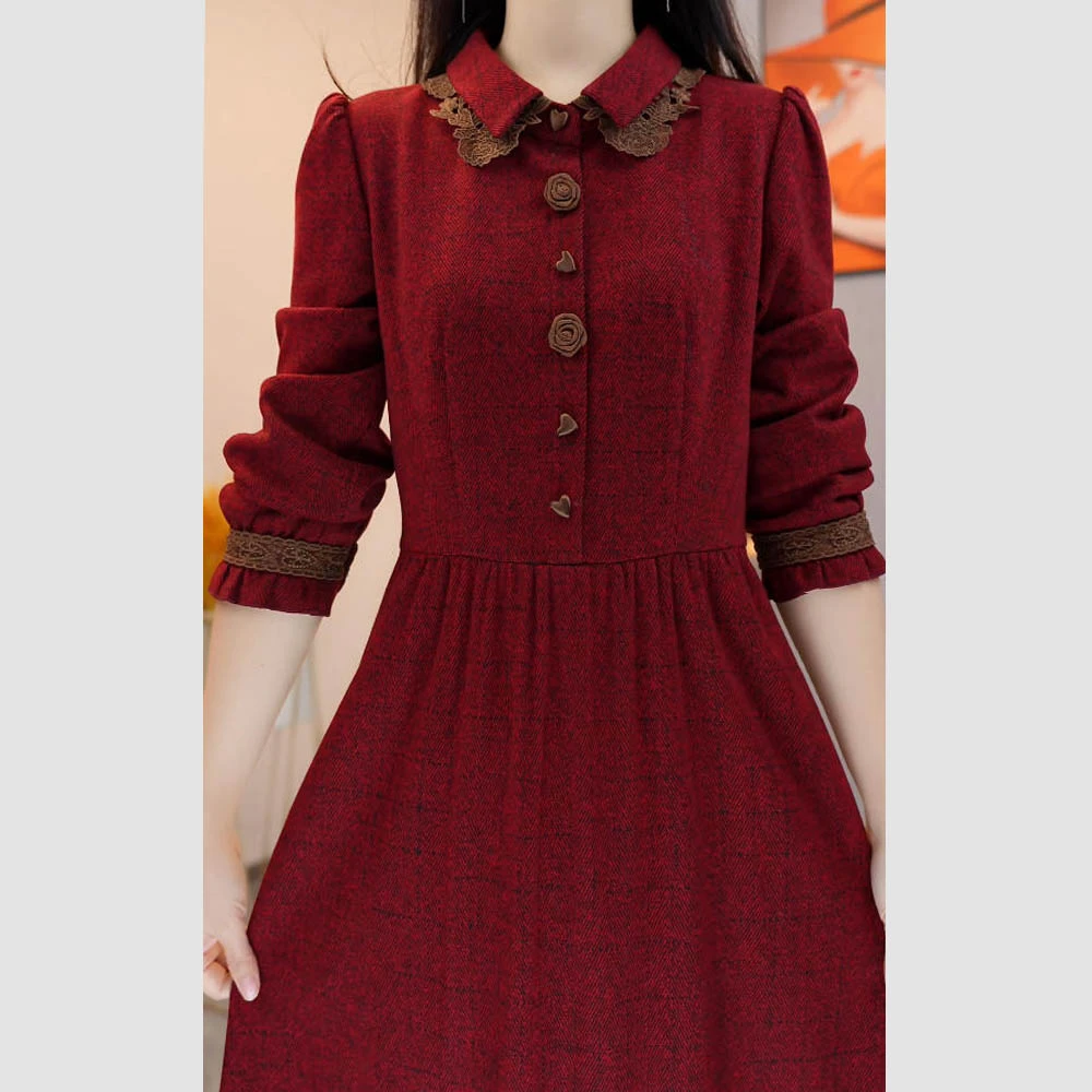 [NHM2025896]秋冬加厚气质修身收腰显瘦新款2025新品连衣裙时尚