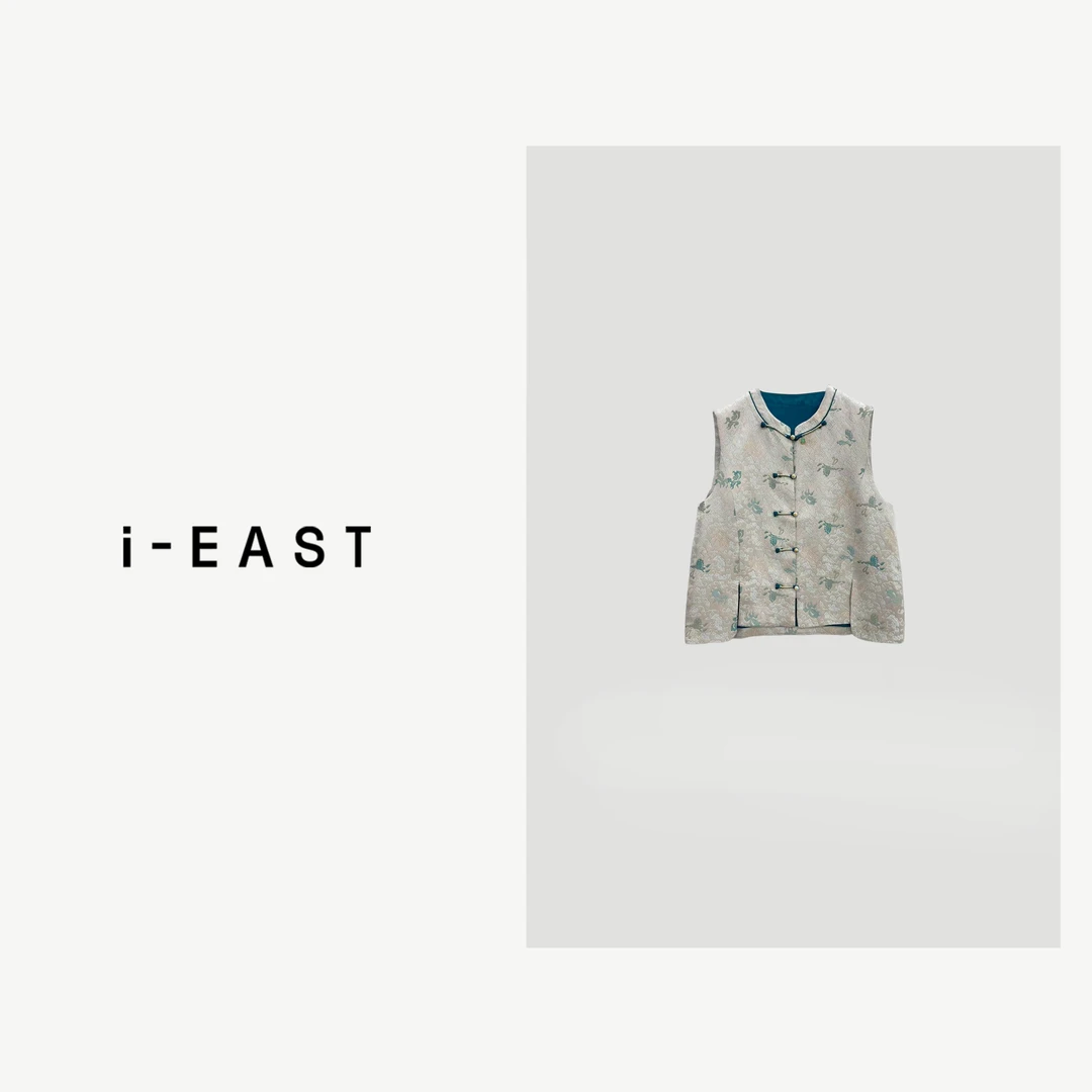 i-EAST 一半春休~ 新中式设计款提花刺绣蝴蝶马甲-4X GF012