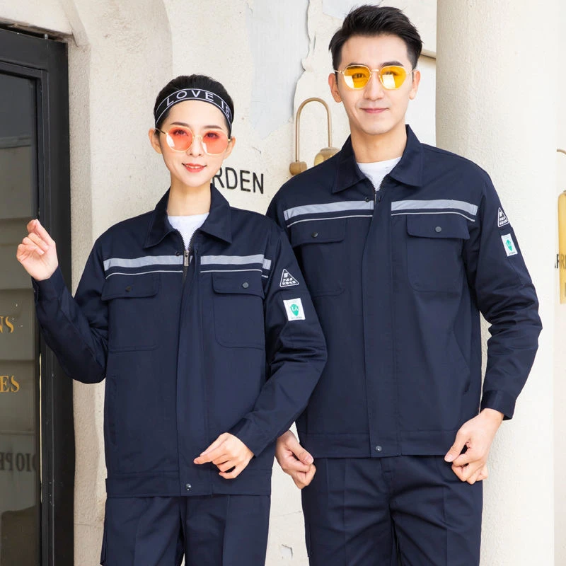 防静电工作服春秋款男女耐磨加油站石油上衣劳保套装黑色