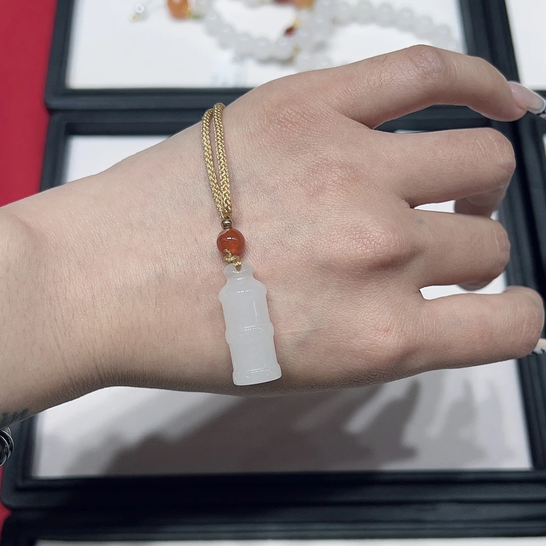 Gloire/古名【睿泽鉴宝】金丝玉圆竹节吊坠 28*10 YH3266