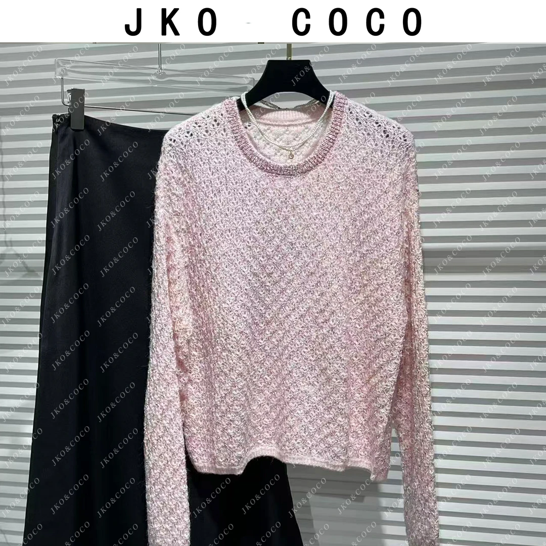 JKO&COCO【粉红假日】2025轻奢显瘦时尚百搭针织衫长袖圆领