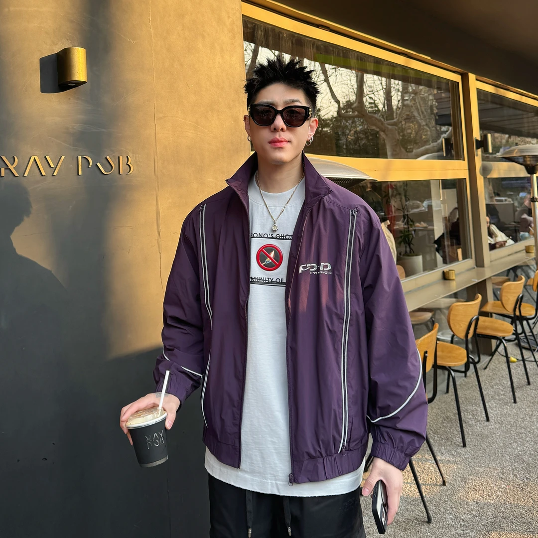 高级感男装外套2025新款春夏休闲轻奢夹克宽松百搭翻领痞帅风上衣