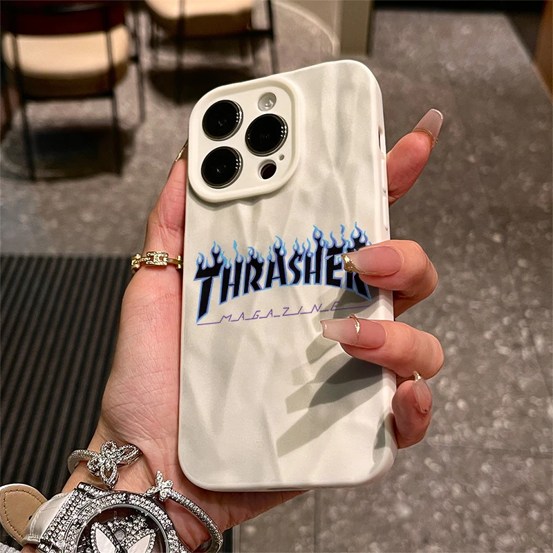 全包英文蓝火焰TPU手机壳适用15ProMax11至14系列防摔保护套