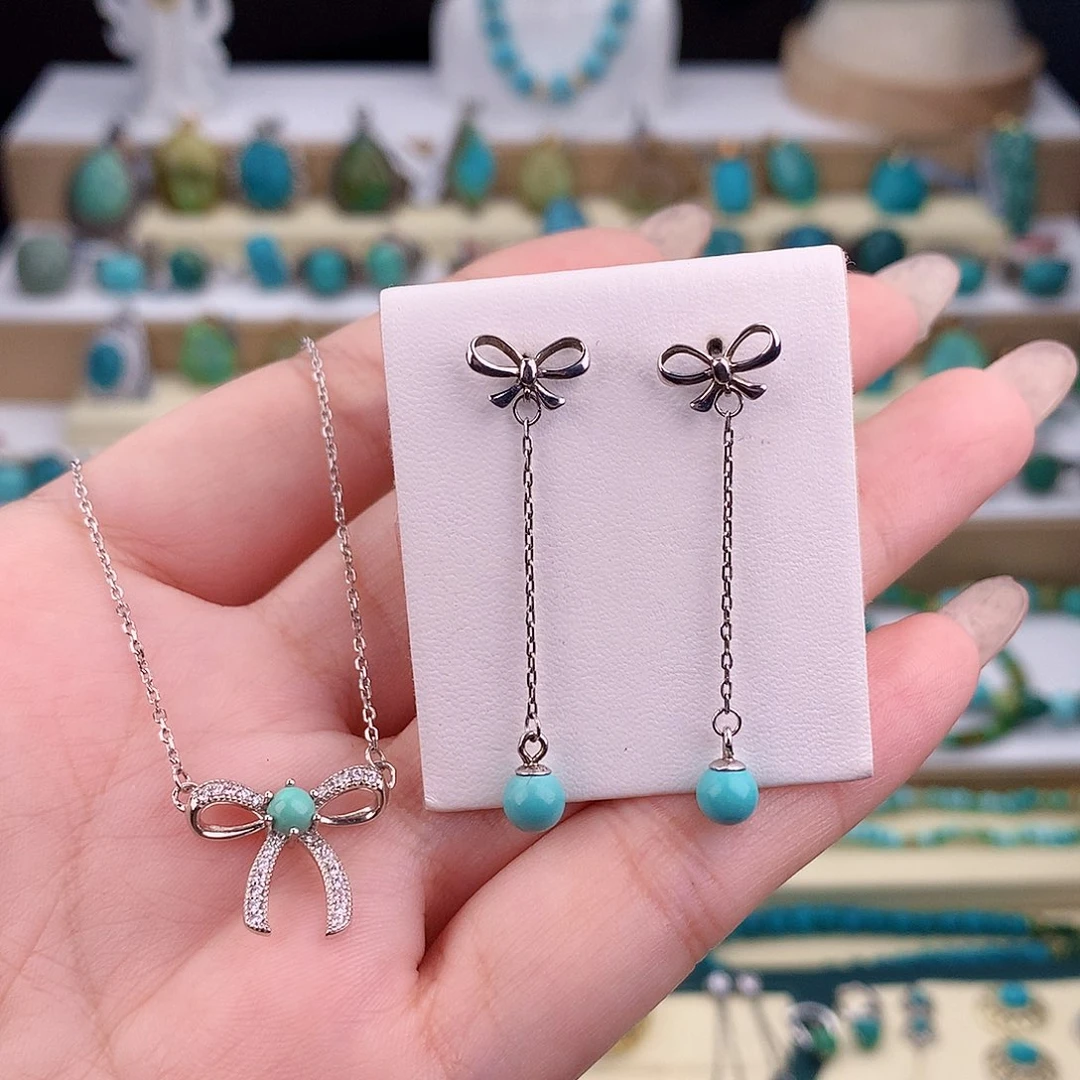 绿松石未镶嵌耳饰