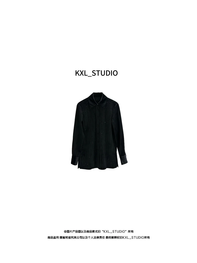 KXL-STUDIO【KELE精选】“那不勒斯”黑丝绒钻饰衬衣9313