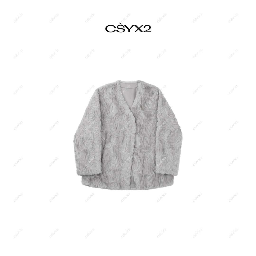 CsyX2-2025S/S夏季新款”北疆少女“毛绒感V领时尚外套CA4DP037
