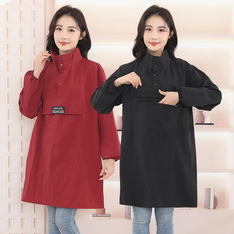 新款长袖防油罩衣厨房做饭家用围裙耐脏防污餐饮工作服可定制LOGO