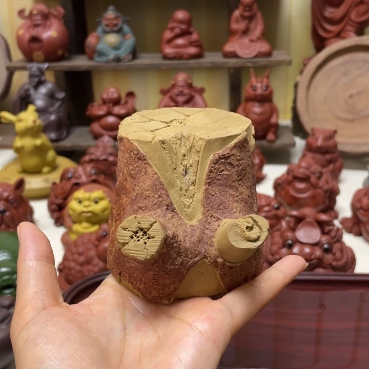 茶宠紫砂树桩盖置
