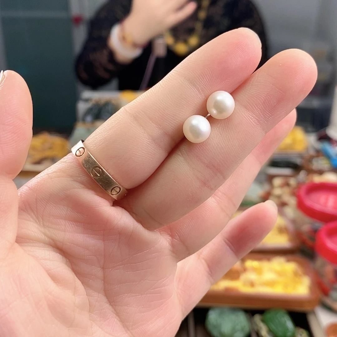 银S925镶嵌耳饰淡水珍珠