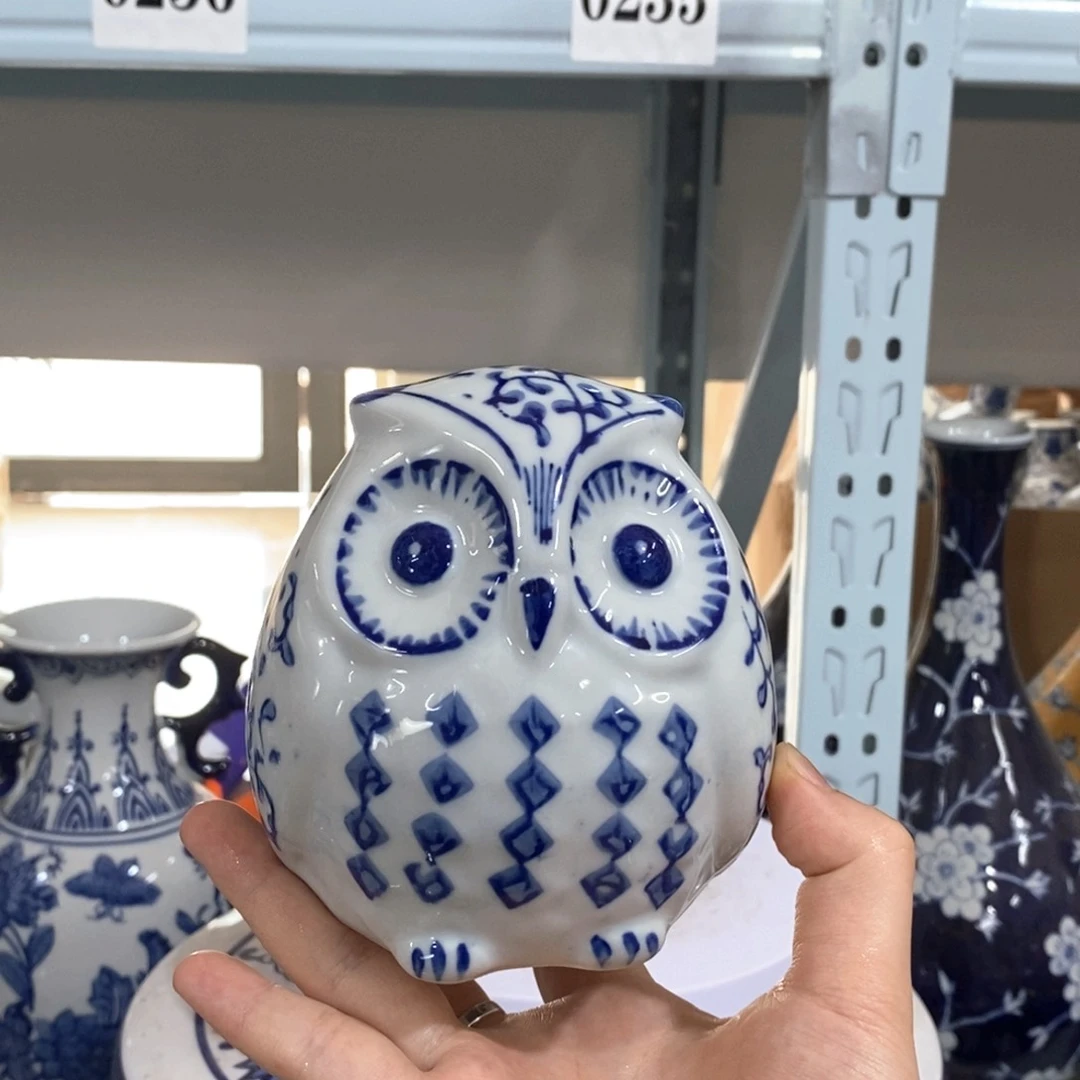 瓶猫头鹰花瓶摆件花瓶