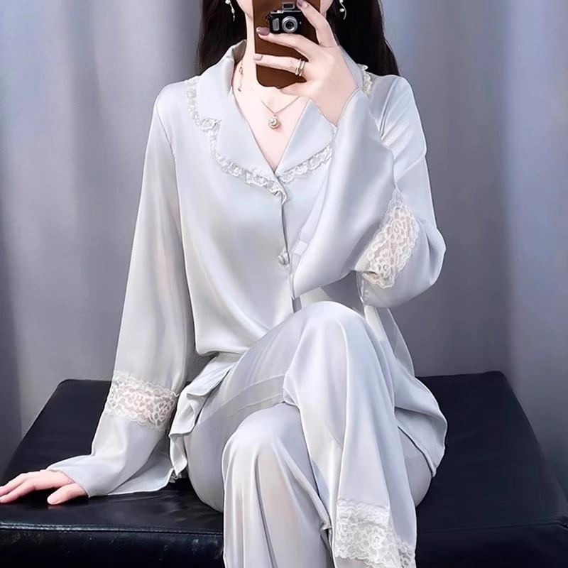 tpvl2025新款旗舰正品水光绸睡衣女春秋长袖家居服套装甜美高级感