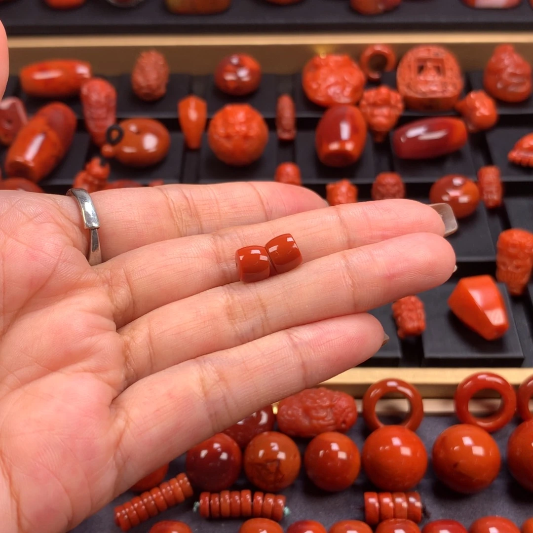 未镶嵌直切对珠7mm南红玛瑙Y