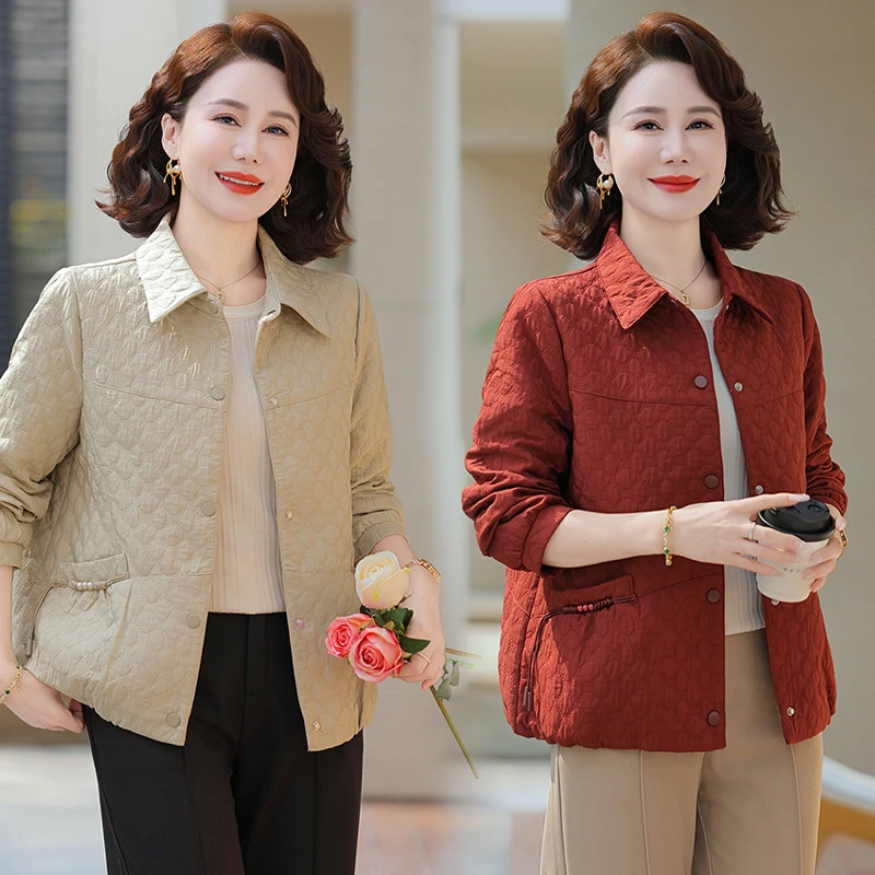 秋装中老年女装外套夹克新中式气质妈妈装宽松长袖外套休闲百搭