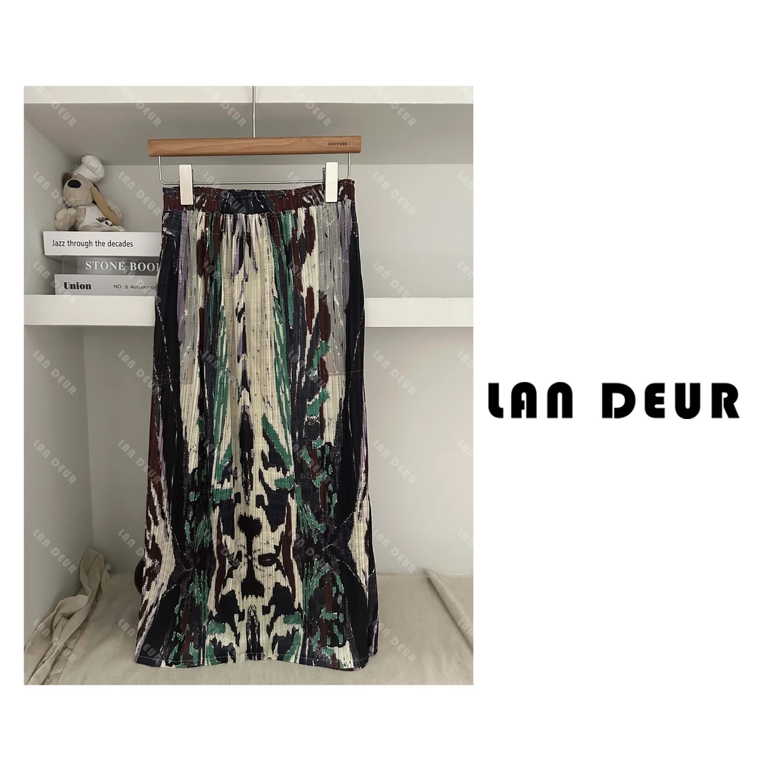 JIUJIU【灰沉午后】半身裙压褶弹力松紧腰时髦夏季女士设计感