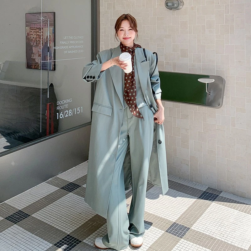 英伦风长款西装马甲阔腿裤套装女2025秋新款超火气质老钱风三件套