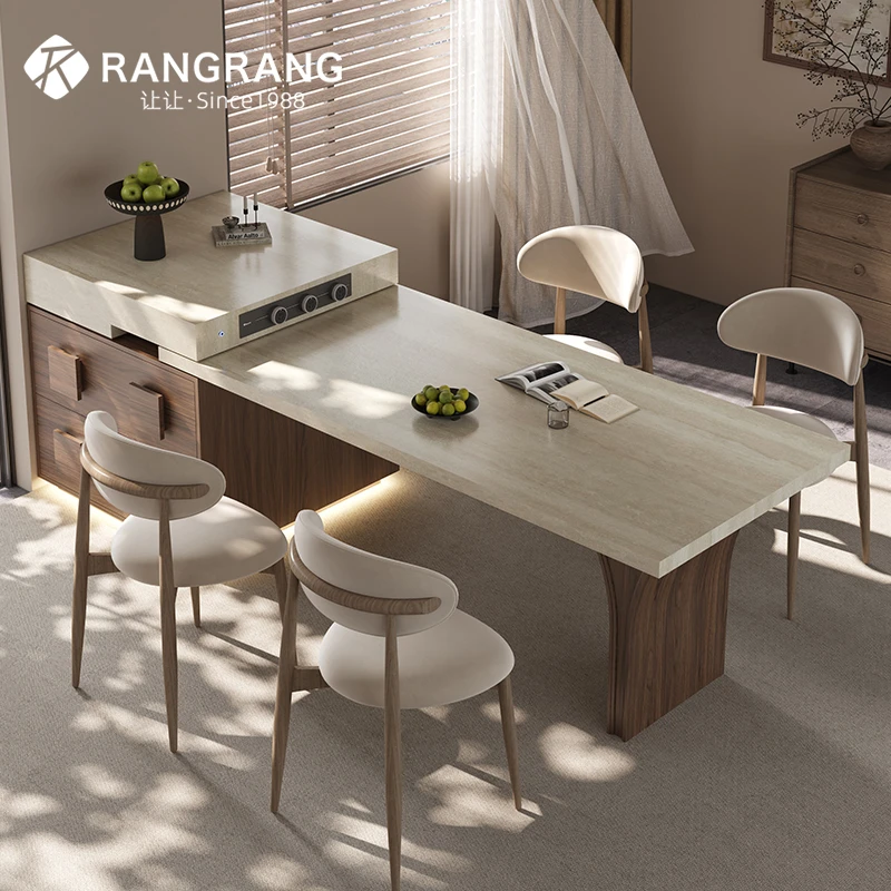 【卡门】中古风家用客厅岩板创意一体岛台门可伸缩高端新款定制