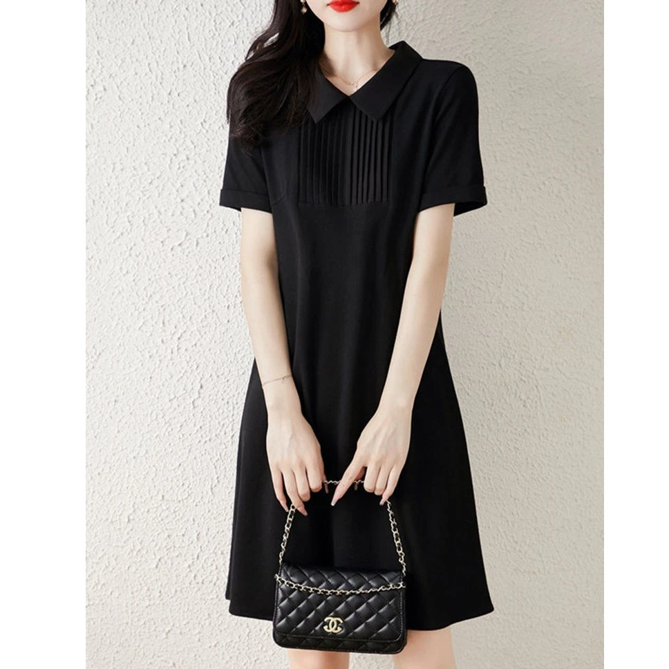 衬衫大码连衣裙夏2025新款小众设计高级感洋气减龄POLO高端小黑裙