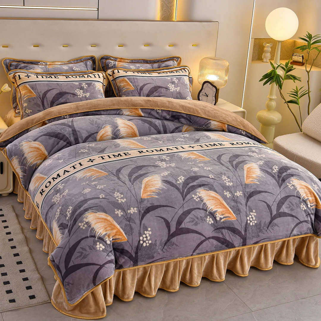 冬季新款牛奶绒四件套双面绒保暖被套毛绒床单加厚珊瑚绒床上用品