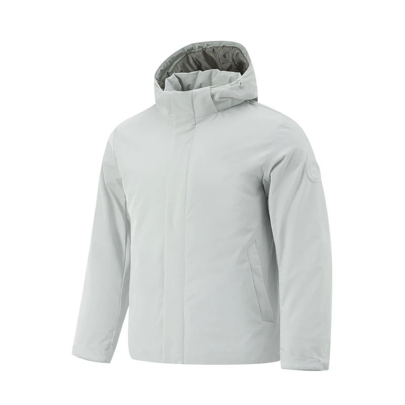 李宁羽绒服冬男子跑训系列时尚舒适常规休闲羽绒夹克AYMU291-B品