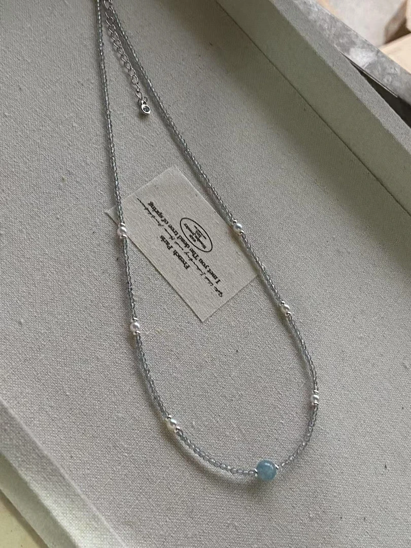 X123蓝色多瑙河 极强光无暇3-4mm淡水珍珠设计轻奢项链