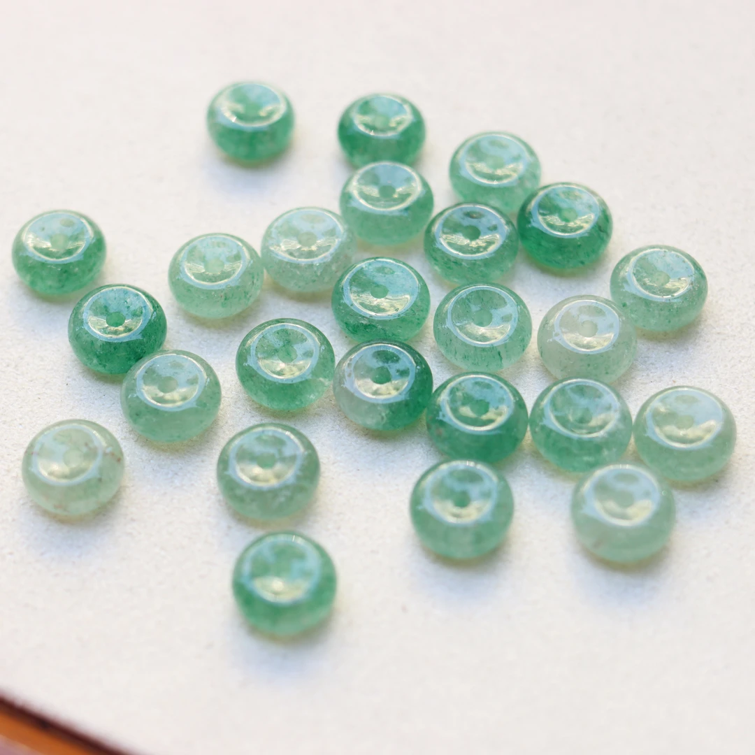 天然绿草莓晶12mm平安扣散珠diy怀古编绳手链项链饰品半成品配件