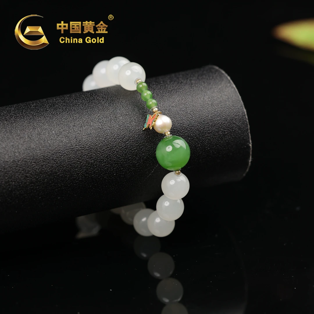 【中国黄金】18K金和田玉白玉手串-S3295-【臻】