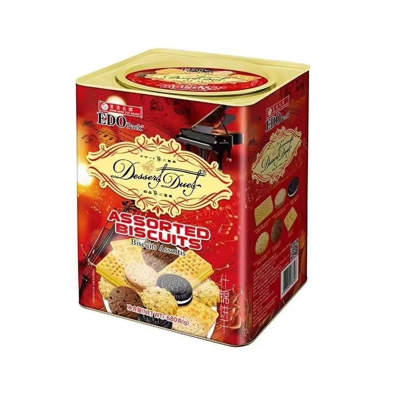 EDOpack香港名牌什锦饼干680克独立包装罐装多口味下午茶饭后零食